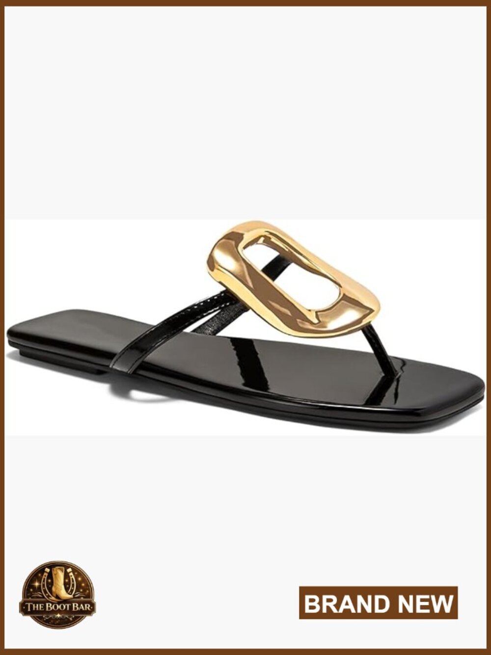 Women's Square Toe Jelly Slide Sandals with Gold Decoration